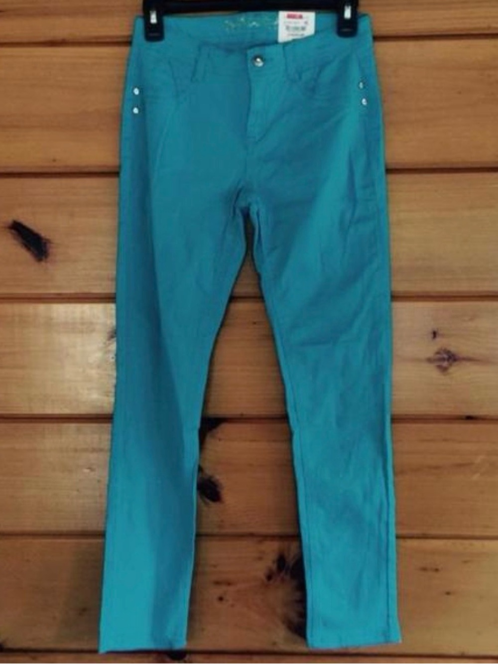 NWT Sparkly Glitter Total Girl Turquoise Pants 14R Jeans Leggings - Picture 1 of 4